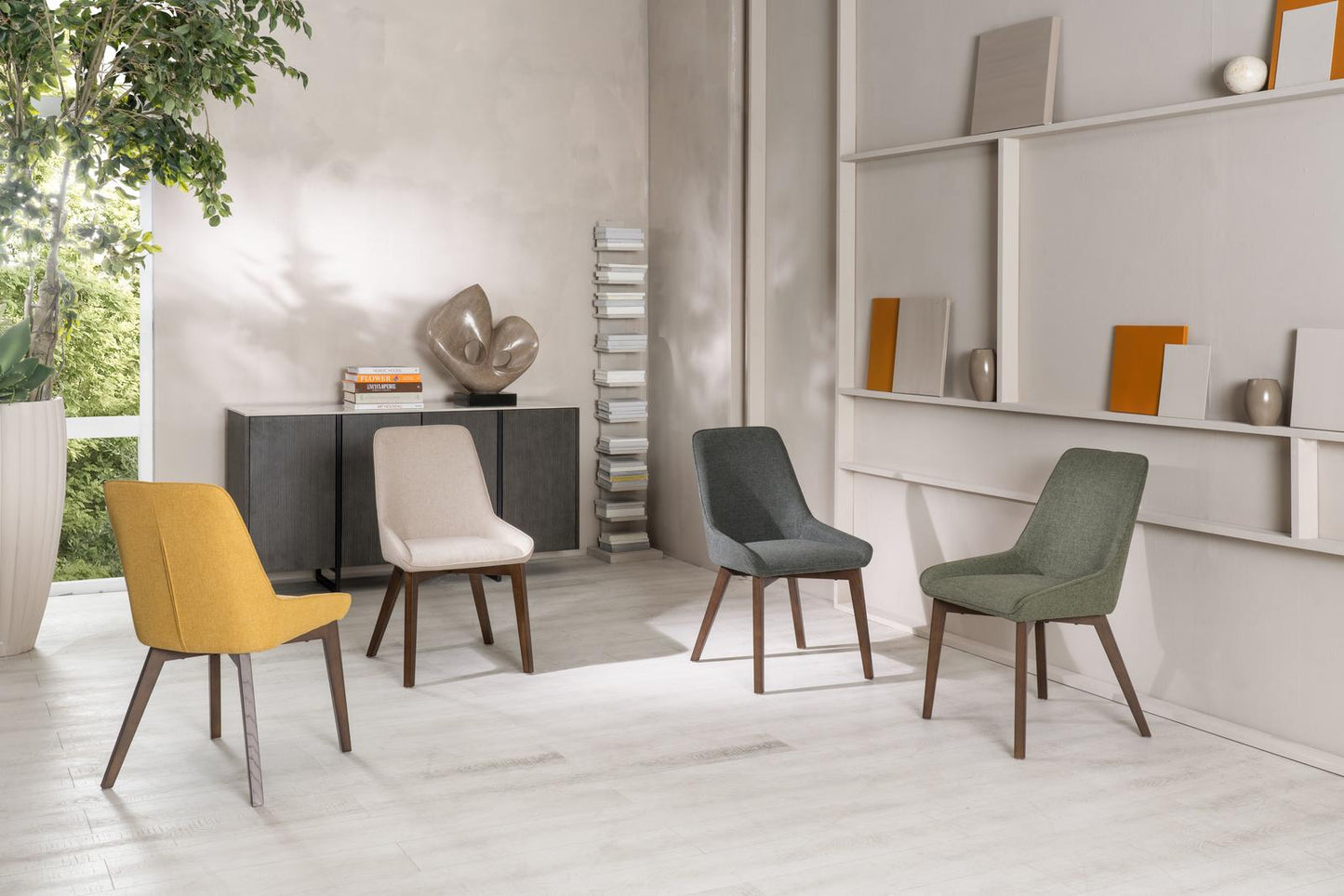 4x Sedia in Tessuto Grigio Scuro 62cm x 49.5cm H.87cm