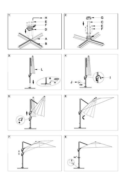Parasol en Aluminium Couleur Sable avec Poteau Latéral 4x4 m