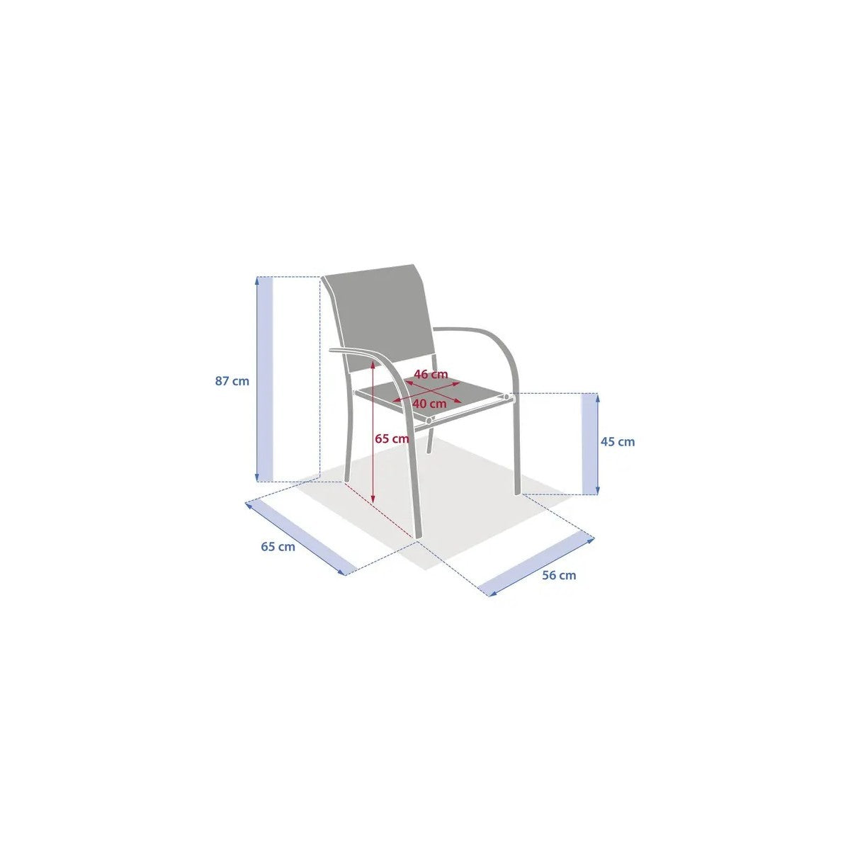 Fauteuil de jardin empilable Piazza vert laurier 56 x 65 x 88 cm