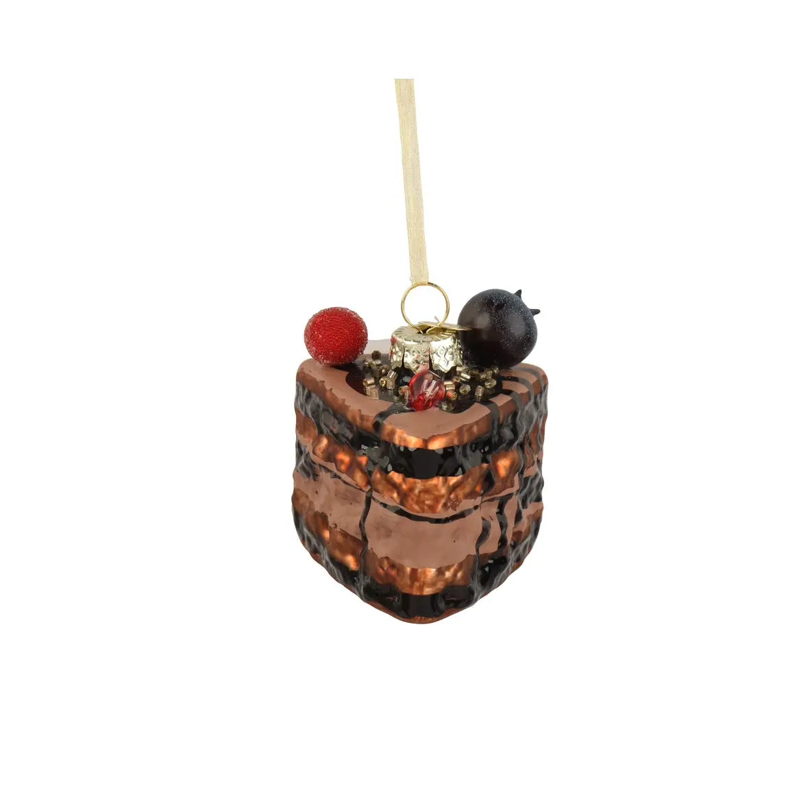 Decorazione natalizia torta al cioccolato in vetro H6,8 cm