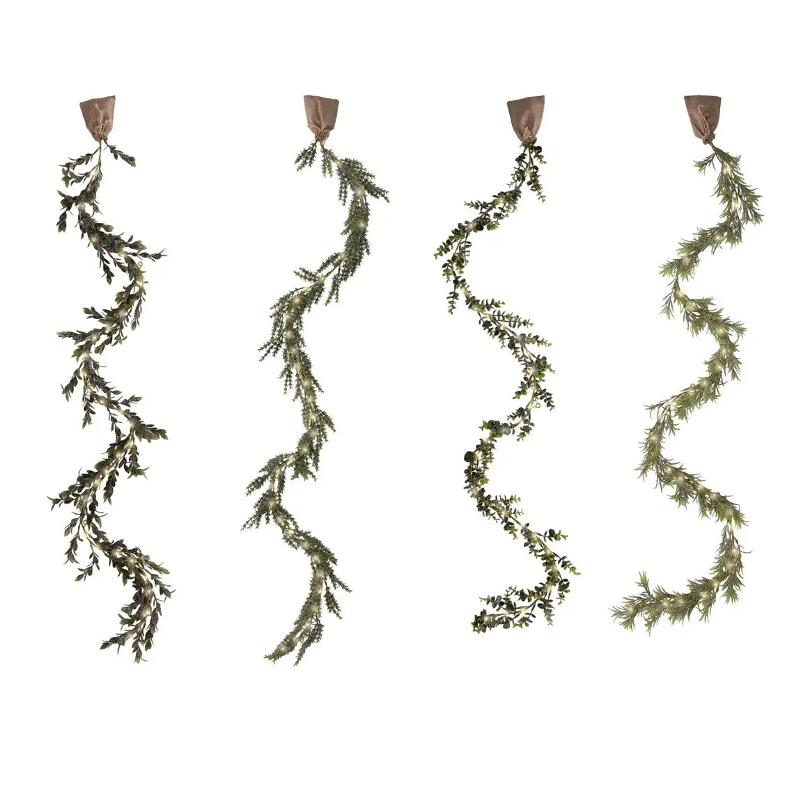Ghirlanda natalizia verde con micro LED bianco caldo 180 cm – 1 pezzo assortito
