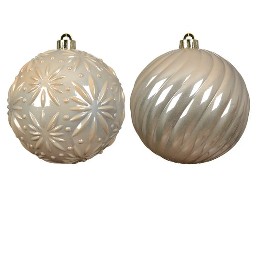 Sfera natalizia in polistirolo color perla Ø15 cm – 1 pezzo assortito
