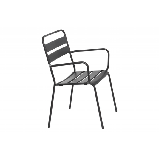 Chaise D'extérieur Avec Accoudoirs Gris Foncé