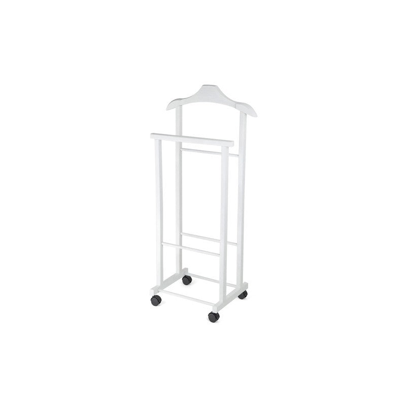 Indossatore in legno bianco con ruote