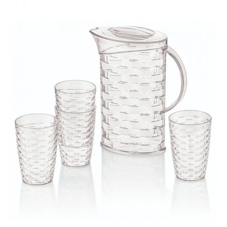 Carafe en plastique transparent 2L avec 4 verres de 430 ml
