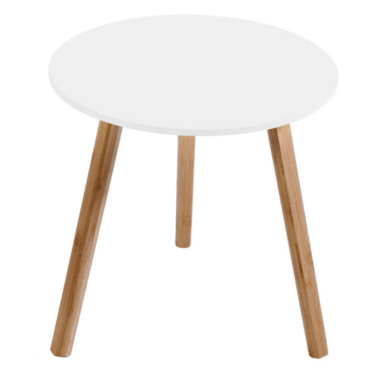 Table basse Lizzy blanc MDF+bambou D40xH40 cm