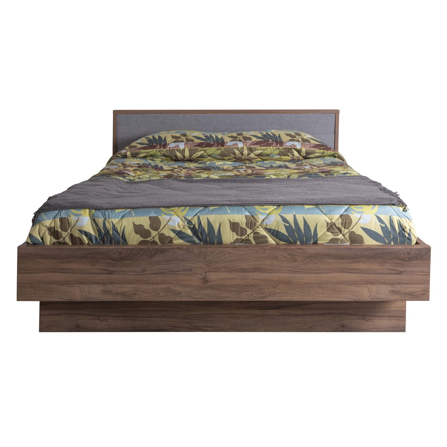Lit Double Audace Noyer/Gris - Dimensions : 193,50x98,10x218 cm