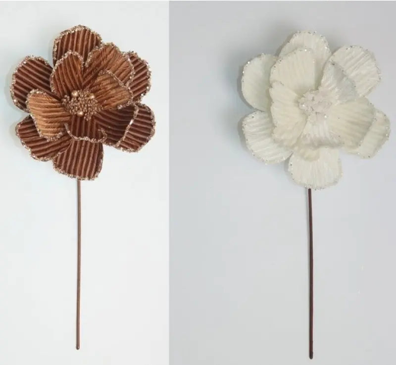 Fiore decorativo White & Brown Ø22 × H45 cm – 1 pezzo assortito