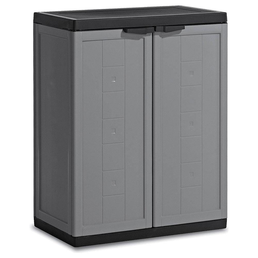 Armoire Basse JOLLY Gris/Noir 68 x 39 x H85 cm