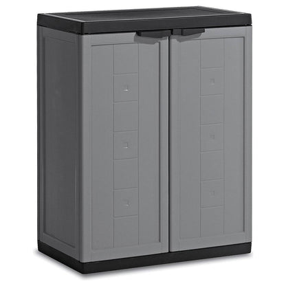 Armoire Basse JOLLY Gris/Noir 68 x 39 x H85 cm