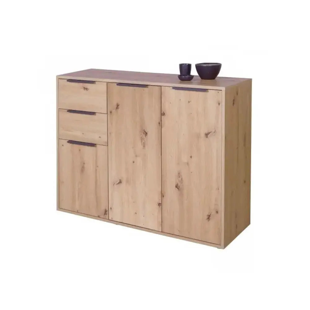 Mobile basso contenitore 3 ante e 2 cassetti rovere artisan cm 106,5x35,5x88 h