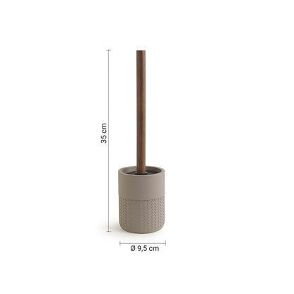 Scopino bagno Thea in resina e bambù grigio naturale Ø 9x35 cm