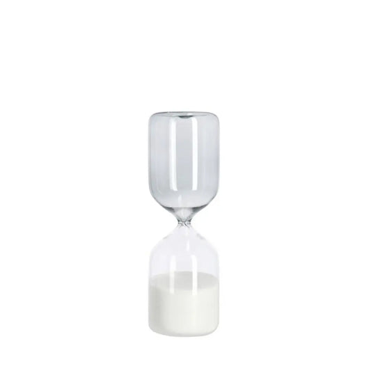 Sablier décoratif Kronos fumé et blanc Ø6,6 × H20,3 cm