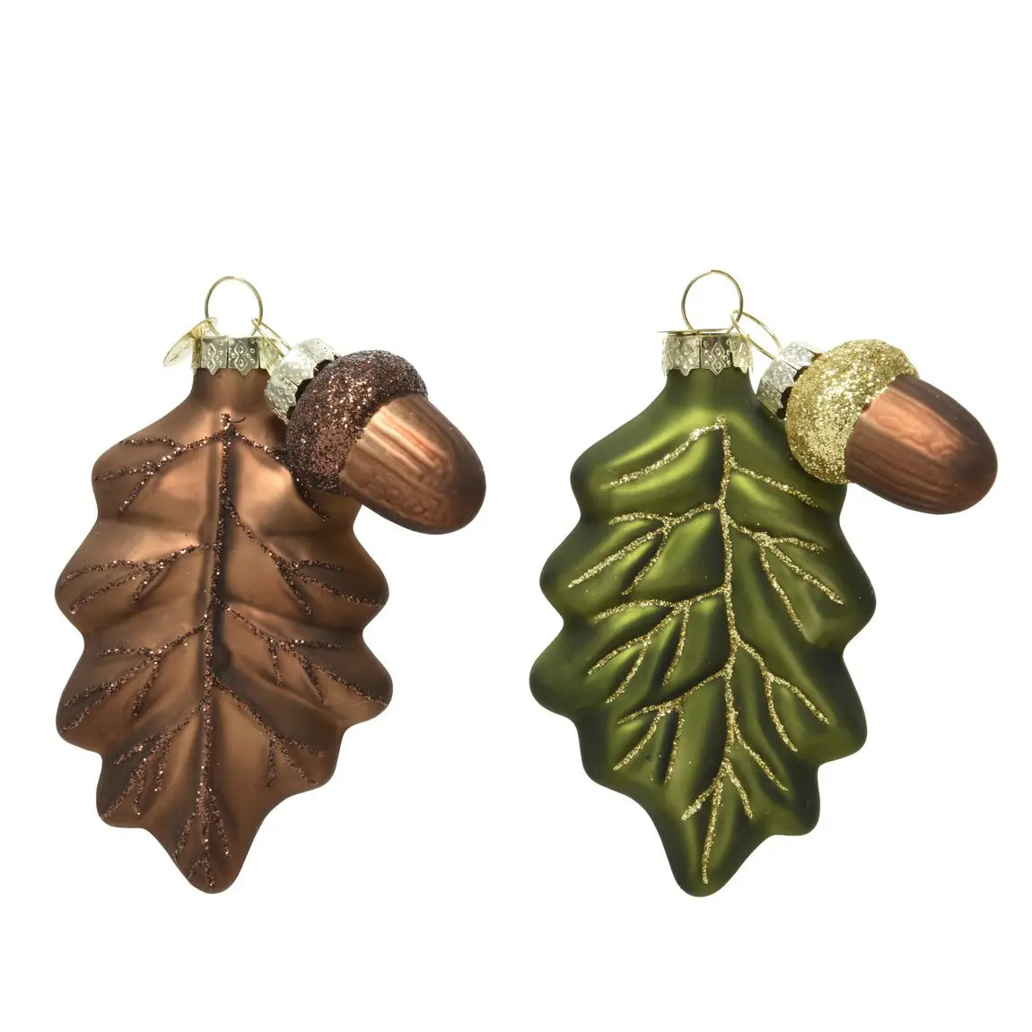 Decorazione natalizia foglia in vetro H10,5 cm – 1 pezzo assortito