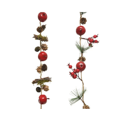 Ghirlanda natalizia con pigne, mele e bacche 110 cm – 1 pezzo assortito