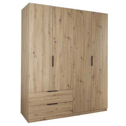 Armoire avec 4 portes et 2 tiroirs 162x58 cm chêne artisanal