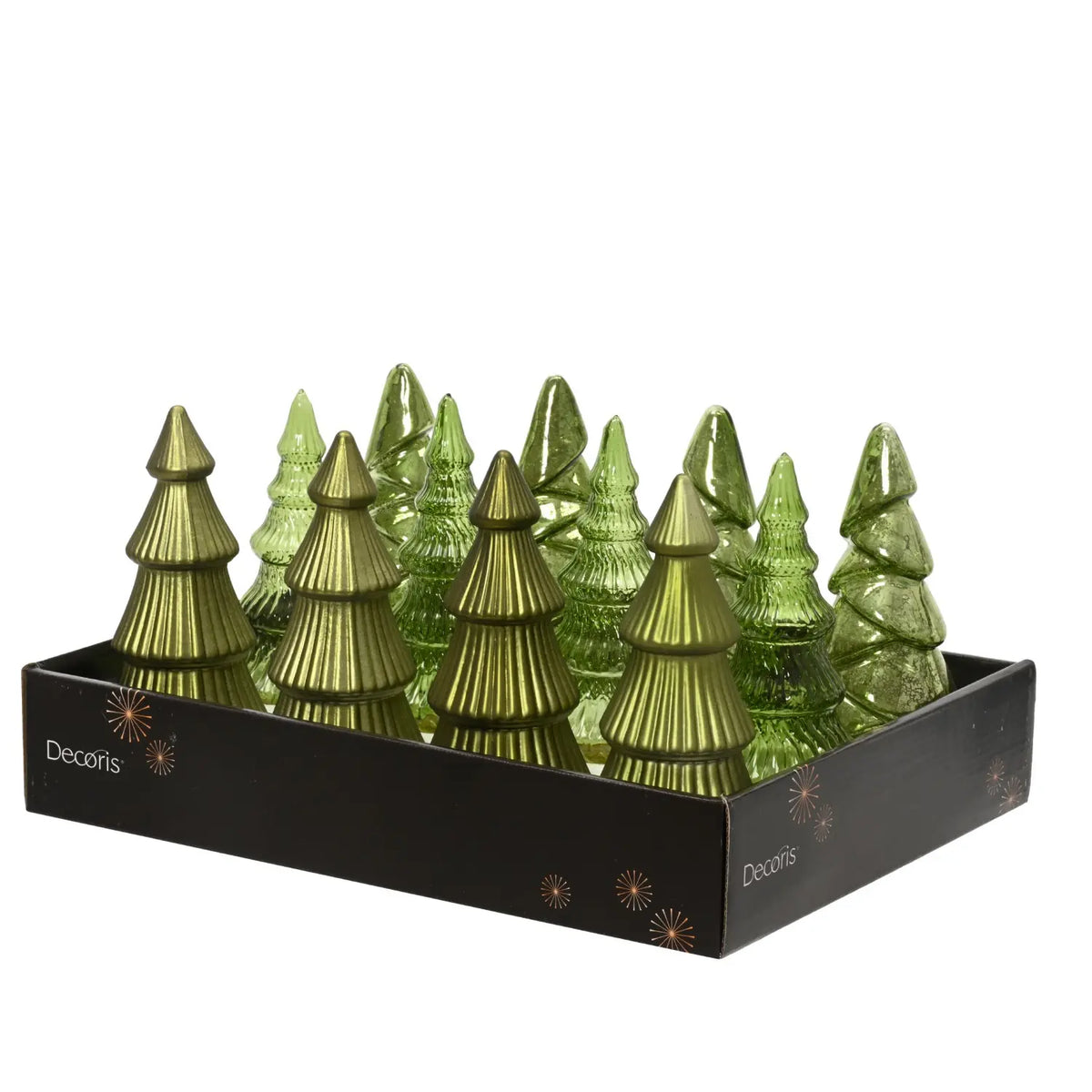 Albero di Natale decorativo in vetro verde Ø8,5 × H17,5 cm – 1 pezzo