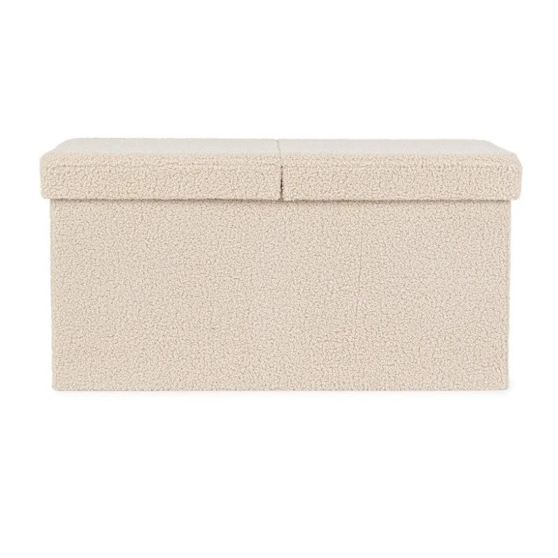 Pouf de rangement Joris effet bouclé beige 76x38x38 cm