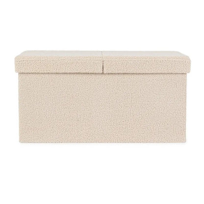 Pouf de rangement Joris effet bouclé beige 76x38x38 cm