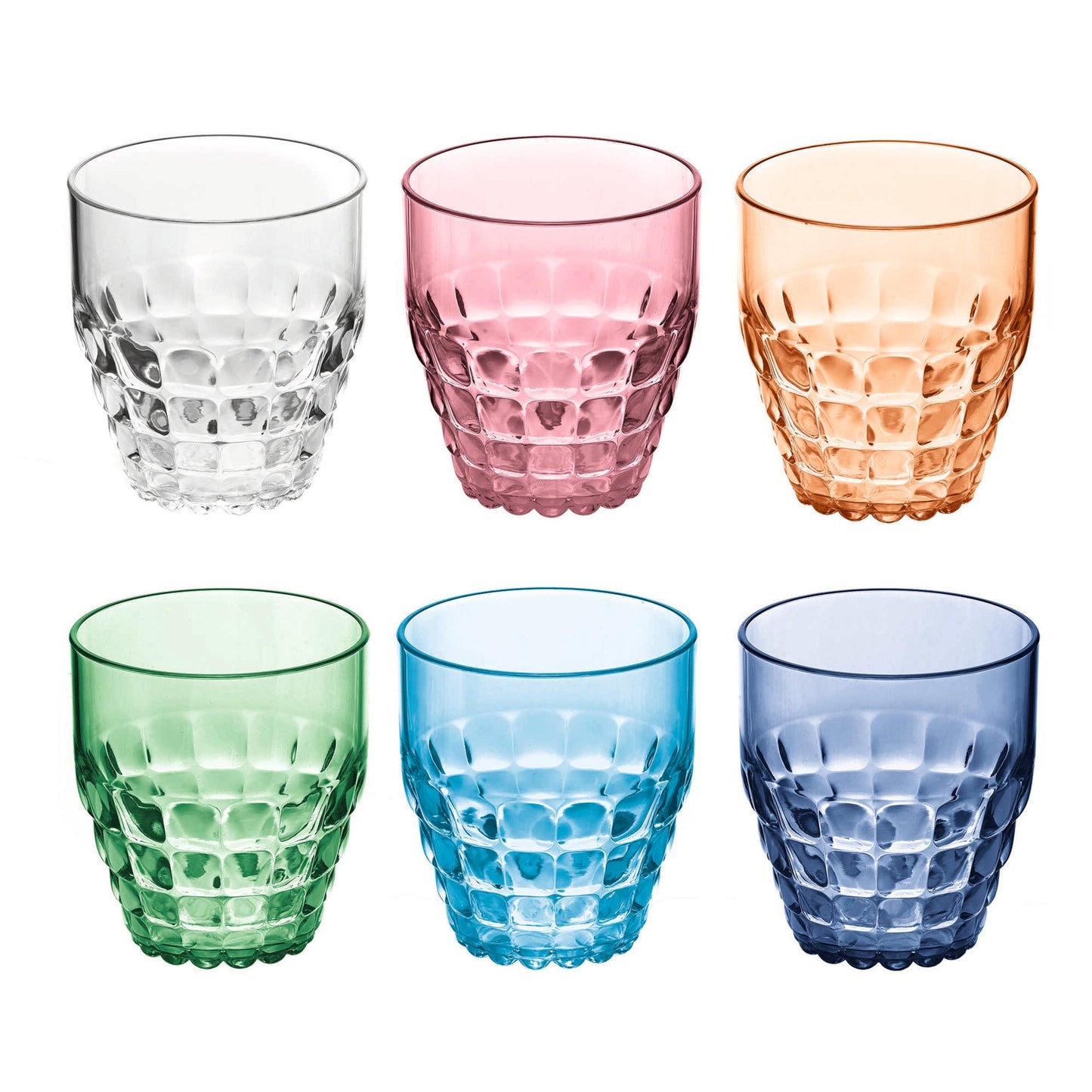 Set de 6 verres Tiffany bas coloris assortis Ø8,5 h9 cm
