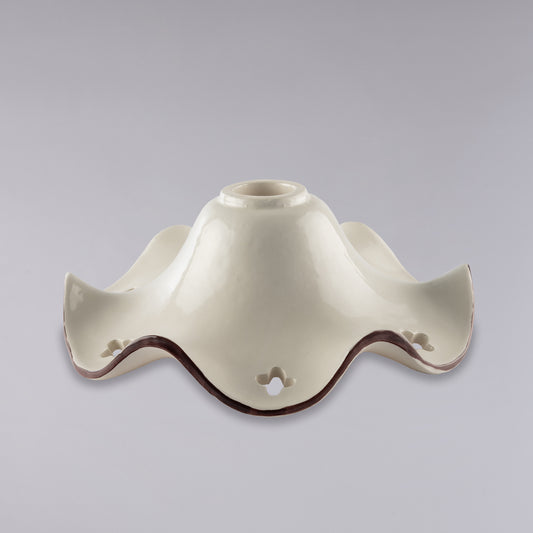 Diffusore in ceramica bianco lucido e marrone con decalco fiori di papavero H.9 - Ø30