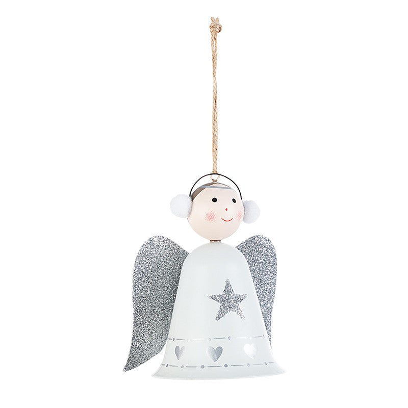 Décoration de Noël Ange Argent Blanc 12x8x12 cm