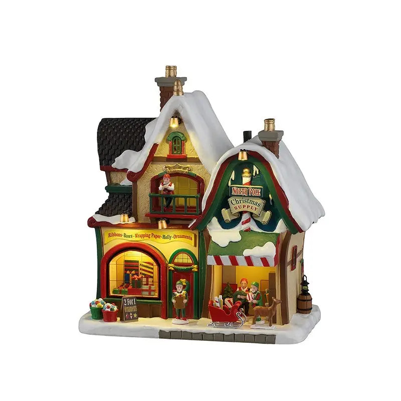 Lemax North Pole Christmas Supply illuminato LED 19 × 13 × H21,5 cm a batteria