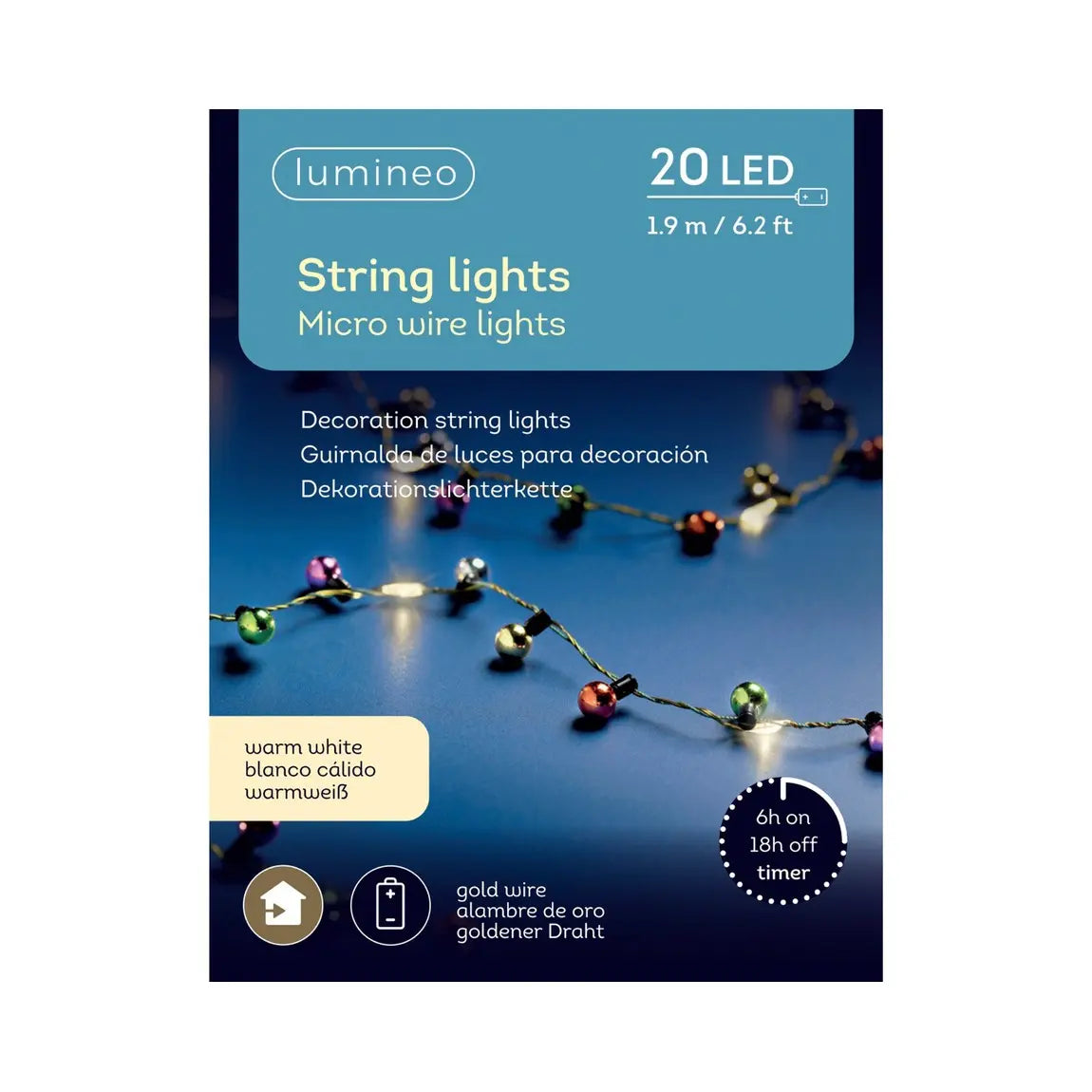 Catena micro LED a batteria 190 cm – 1 pezzo assortito