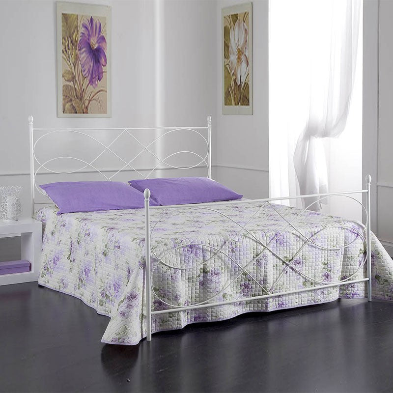 Letto in ferro matrimoniale con pediera  SOSPIRO Bianco 166x208x h128 cm