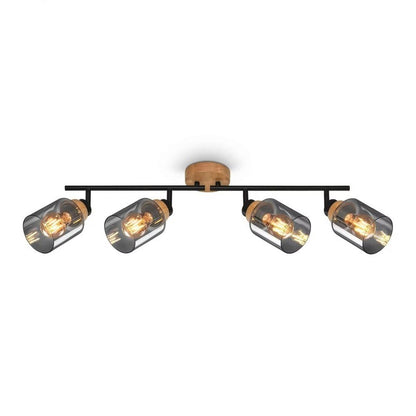 Briloner Hema bar 4xe27 bois noir en verre fumé