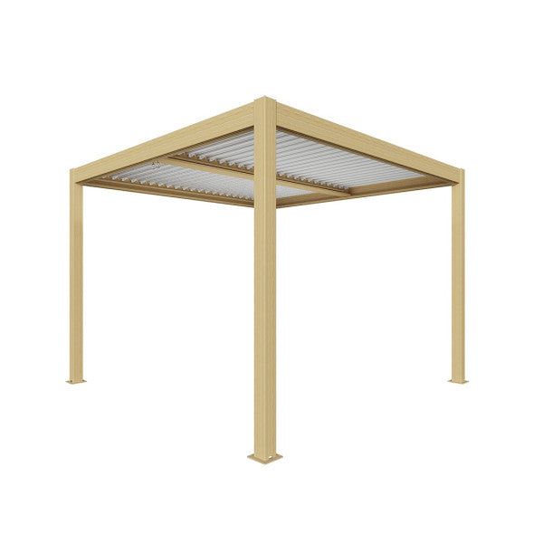 Pergola bioclimatique Atena effet bois 3 x 4 x H 2,5 m