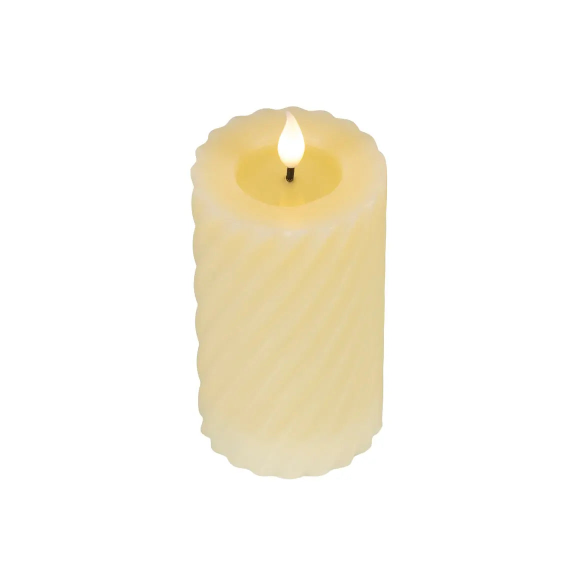 Candela in cera crema con LED Ø7,5 × H16 cm