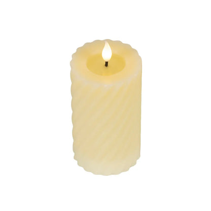 Candela in cera crema con LED Ø7,5 × H16 cm