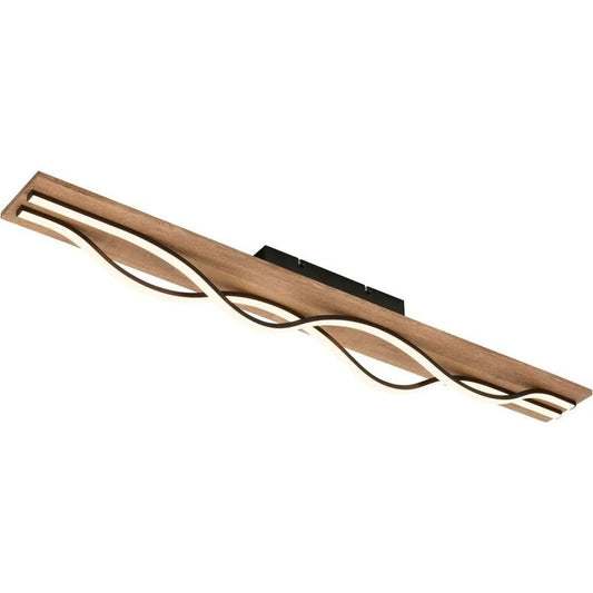 Plafonnier LED ondulé Briloner 98 cm 29w 3200lm bois noir