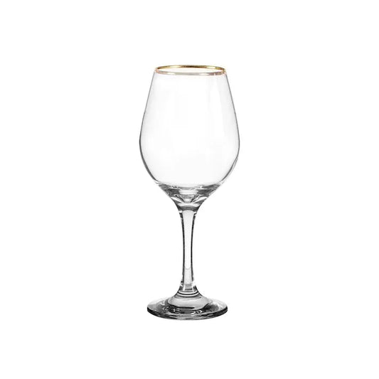 Lot de 6 verres à pied Amber à bord doré, 46 cl