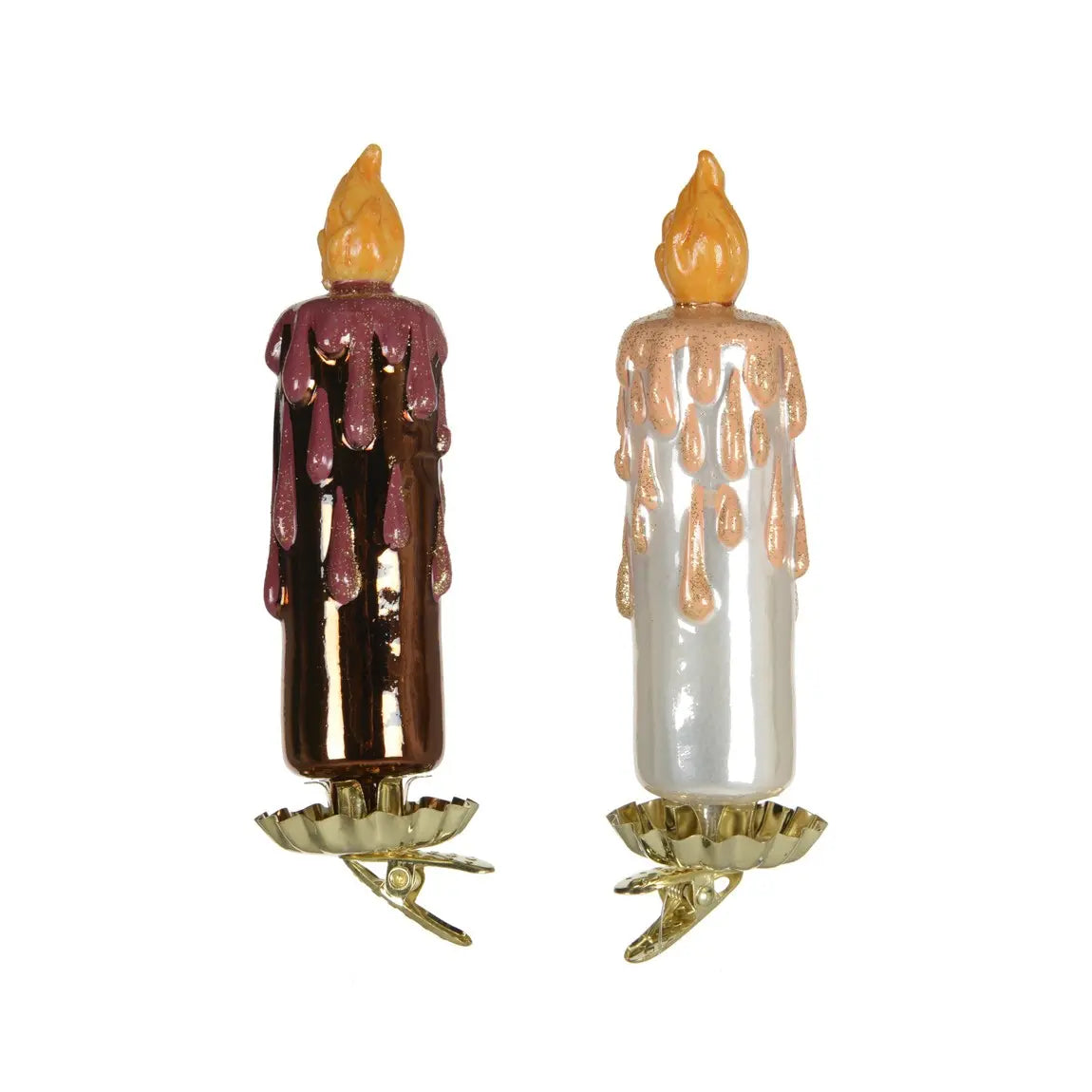 Decorazione natalizia candela in vetro H14,6 cm – 1 pezzo assortito