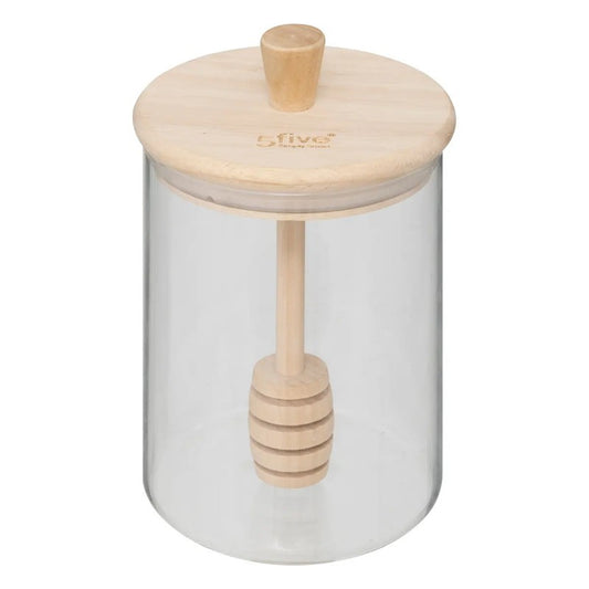 Pot à miel en verre Hermet 0,4 l avec couvercle et cuillère en bois
