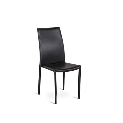 4x Chaise en simili cuir noir avec structure en métal recouvert 41x4h.95 cm