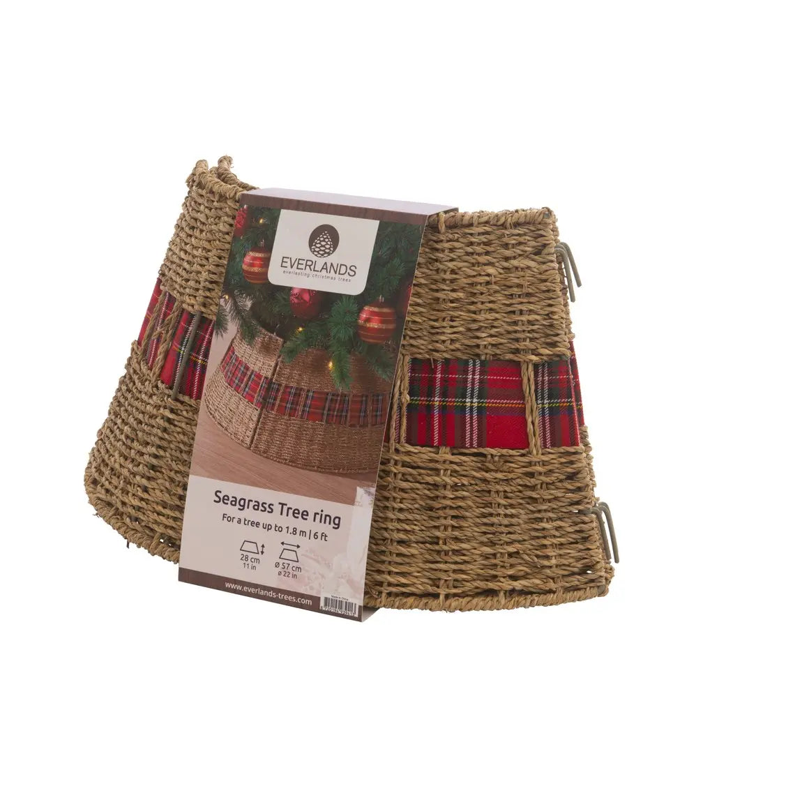 Copribase per albero di Natale in rattan con nastro Ø57 × H28 cm