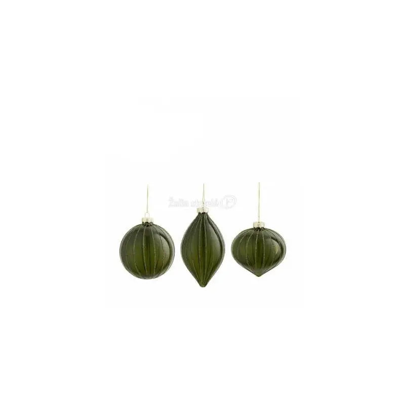 Decorazione natalizia in vetro verde Ø8 cm sfera. cipolla o goccia – 1 pezzo assortito
