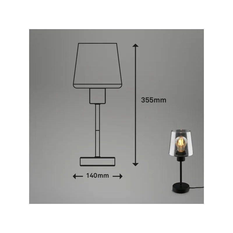 Lampe de table Smoke E27 Ø14x35,5 cm noire