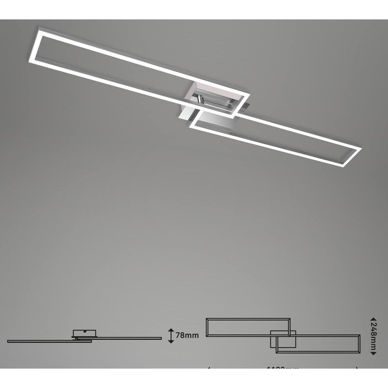 Briloner plafonnier applique cadre led 110 cm 40w 4400lm chrome