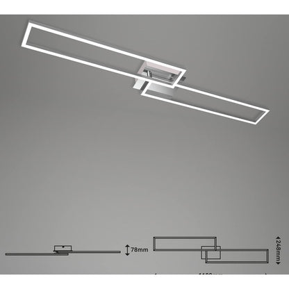 Briloner plafonnier applique cadre led 110 cm 40w 4400lm chrome