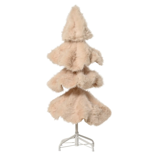 Albero di Natale decorativo in pelliccia sintetica crema Ø45 × H100 cm