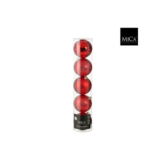 Boîte de 5 boules de Noël rouges incassables Ø 15 cm