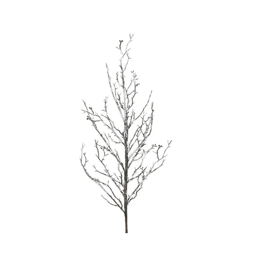 Ramo natalizio in plastica marrone innevato H81 cm