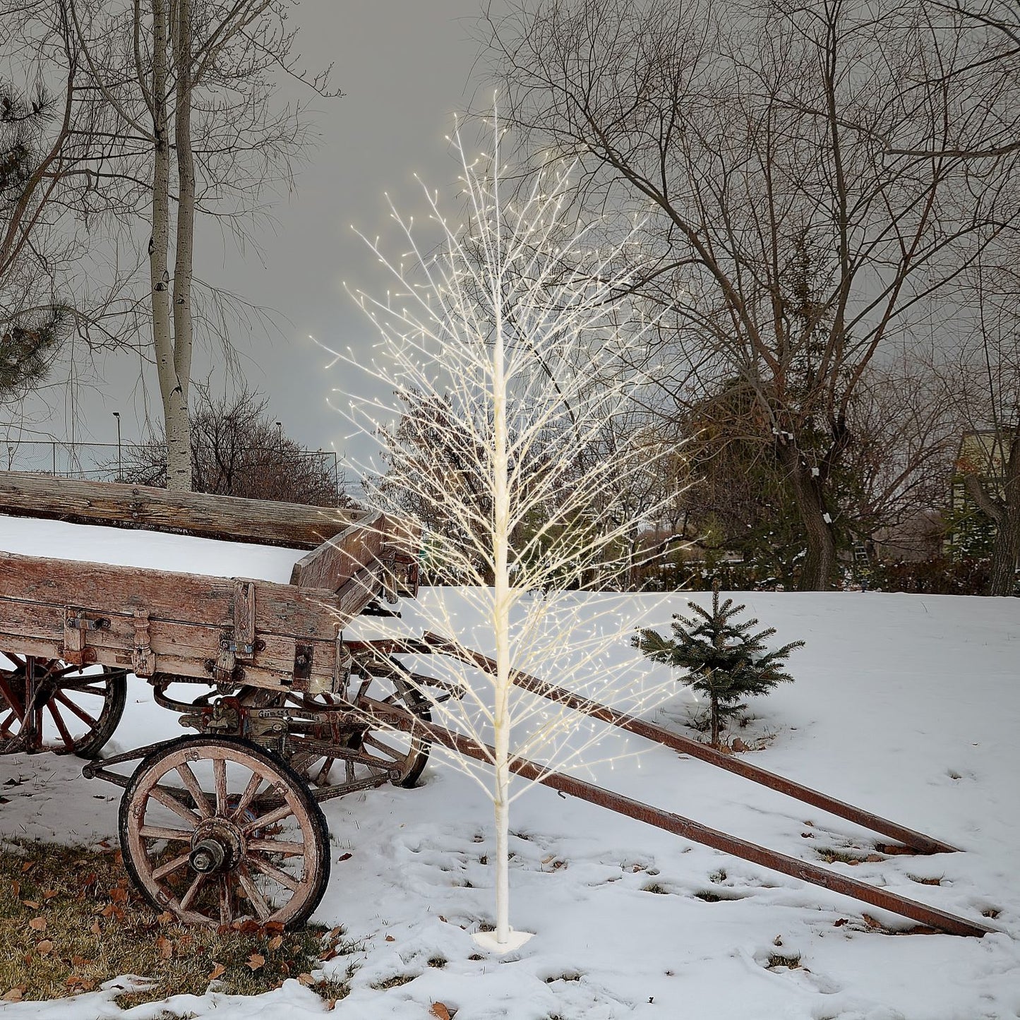 Arbre branches blanches 110x200 cm avec LED