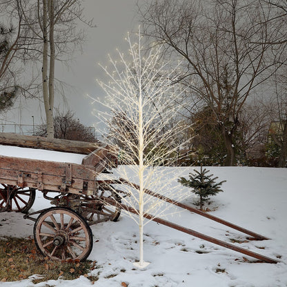 Arbre branches blanches 110x200 cm avec LED