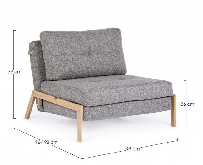 Divano letto 1p grigio 95x96x79 cm