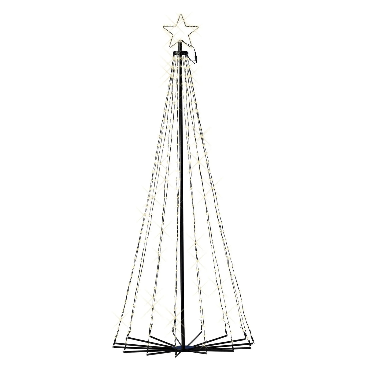 Albero di Natale LED a cono da esterno Ø80 × H180 cm bianco caldo con 8 funzioni